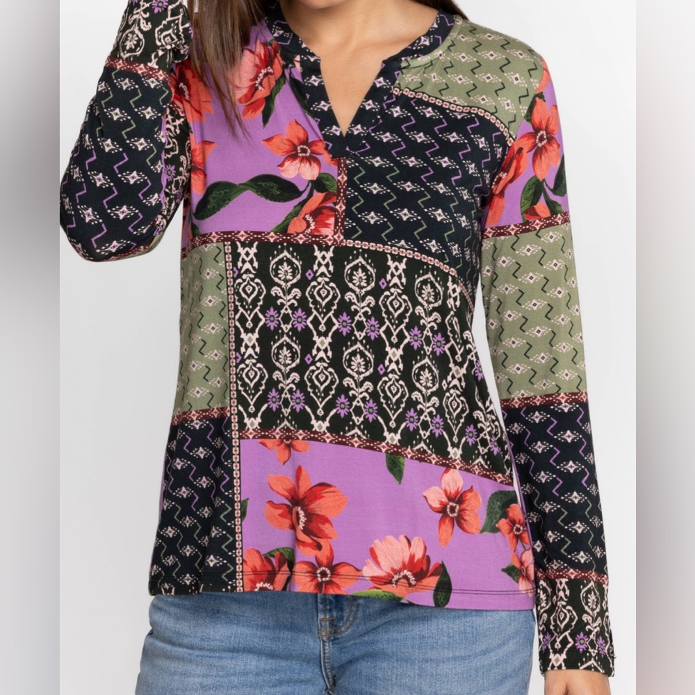 Johnny Was Multicolor Patchwork Blouse - image 1